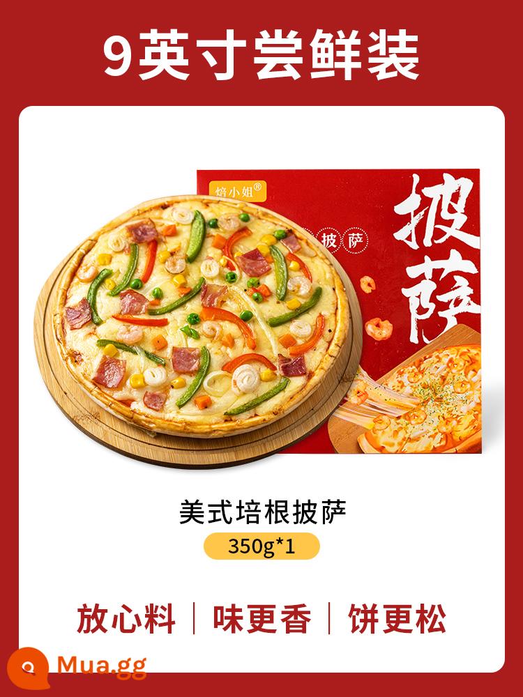 Bánh pizza sầu riêng phô mai đã làm nóng xong bánh pizza đáy ăn liền nướng nhanh bán thành phẩm bánh pizza nồi chiên không khí - Gói Tasty 9 inch [Pizza thịt xông khói kiểu Mỹ]