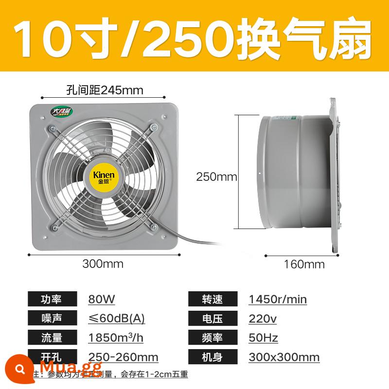 Quạt thông gió tắt tiếng quạt hút mạnh mẽ quạt hút quạt cánh quạt bên ngoài 8/12 inch nhà bếp công nghiệp quạt hút tiết kiệm năng lượng - Rôto ngoài 10 inch im lặng