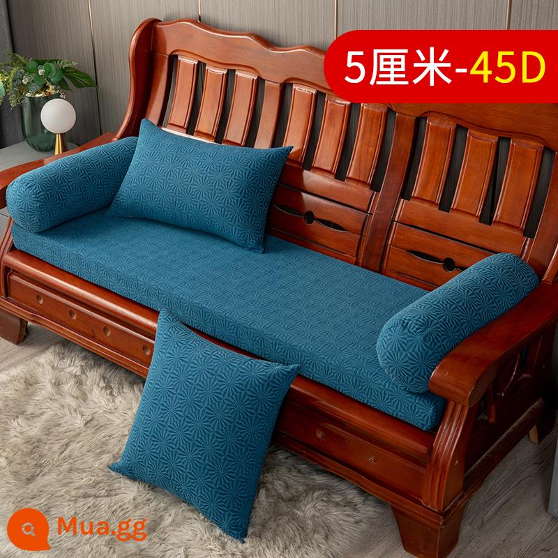 Vải lanh màu tinh khiết đệm sofa gỗ chắc chắn đơn giản hiện đại ghế gỗ gụ mật độ cao đệm xốp cứng chống trượt có thể tháo rời có thể giặt được - Lưới lúa xanh (dày 5cm-xốp 45D)