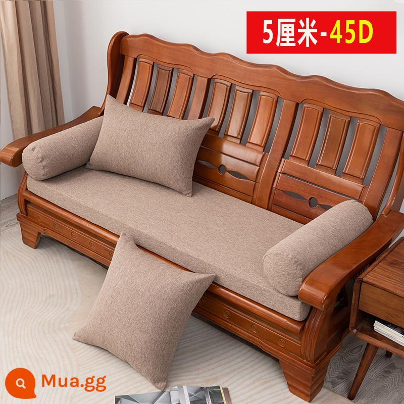 Vải lanh màu tinh khiết đệm sofa gỗ chắc chắn đơn giản hiện đại ghế gỗ gụ mật độ cao đệm xốp cứng chống trượt có thể tháo rời có thể giặt được - Màu lạc đà (dày 5cm - xốp 45D cứng)