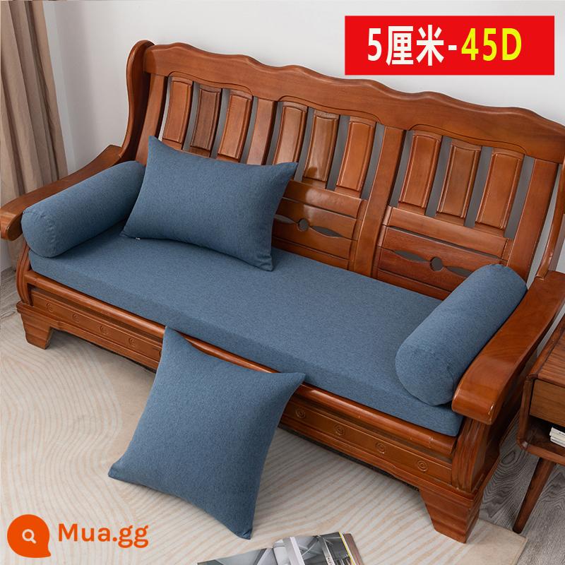 Vải lanh màu tinh khiết đệm sofa gỗ chắc chắn đơn giản hiện đại ghế gỗ gụ mật độ cao đệm xốp cứng chống trượt có thể tháo rời có thể giặt được - Molan (bọt biển 45D cứng dày 5cm)