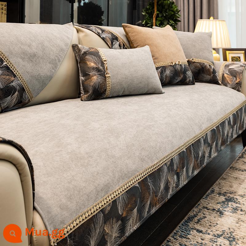 New Trung Quốc phong cách sofa đệm bốn mùa phổ non-slip ánh sáng sang trọng đệm ghế da chenille bìa khăn tựa lưng armrest bìa vải - Wan Yu [tính khí xám xịt]