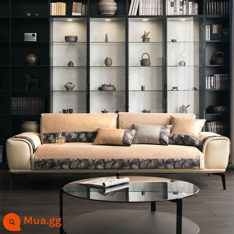 New Trung Quốc phong cách sofa đệm bốn mùa phổ non-slip ánh sáng sang trọng đệm ghế da chenille bìa khăn tựa lưng armrest bìa vải - Cool Ice Silk Wan Yu [Cà phê hổ phách]