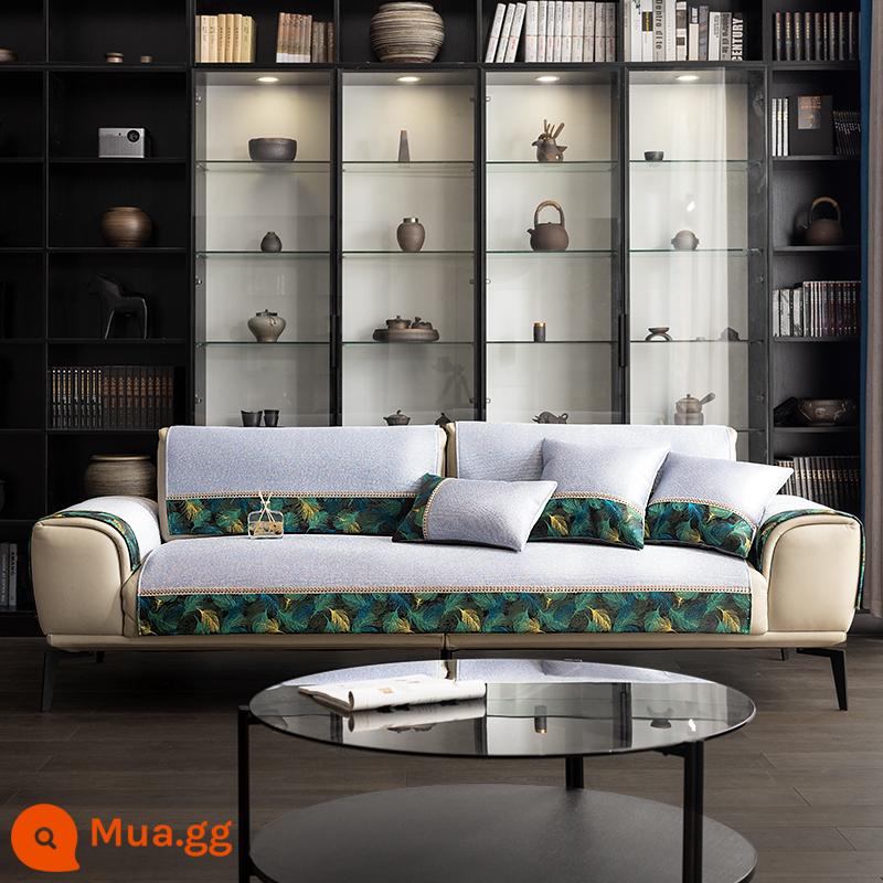 New Trung Quốc phong cách sofa đệm bốn mùa phổ non-slip ánh sáng sang trọng đệm ghế da chenille bìa khăn tựa lưng armrest bìa vải - Cảm giác mát lạnh của kem [Aoi nước chàm]