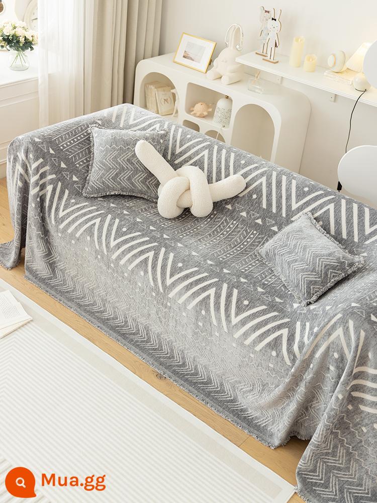 2022 lưới mới màu đỏ kem phong cách sofa khăn đơn giản bốn mùa phổ quát bao gồm tất cả phổ bìa đệm tích hợp bìa vải - mia - muội than