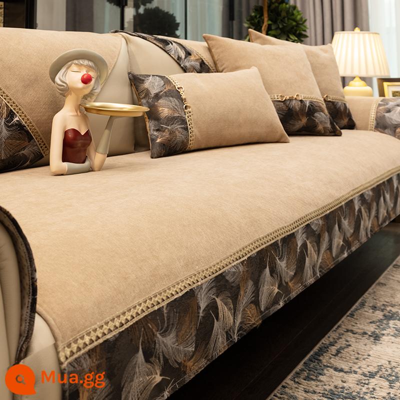 New Trung Quốc phong cách sofa đệm bốn mùa phổ non-slip ánh sáng sang trọng đệm ghế da chenille bìa khăn tựa lưng armrest bìa vải - Wan Yu [cà phê hổ phách]