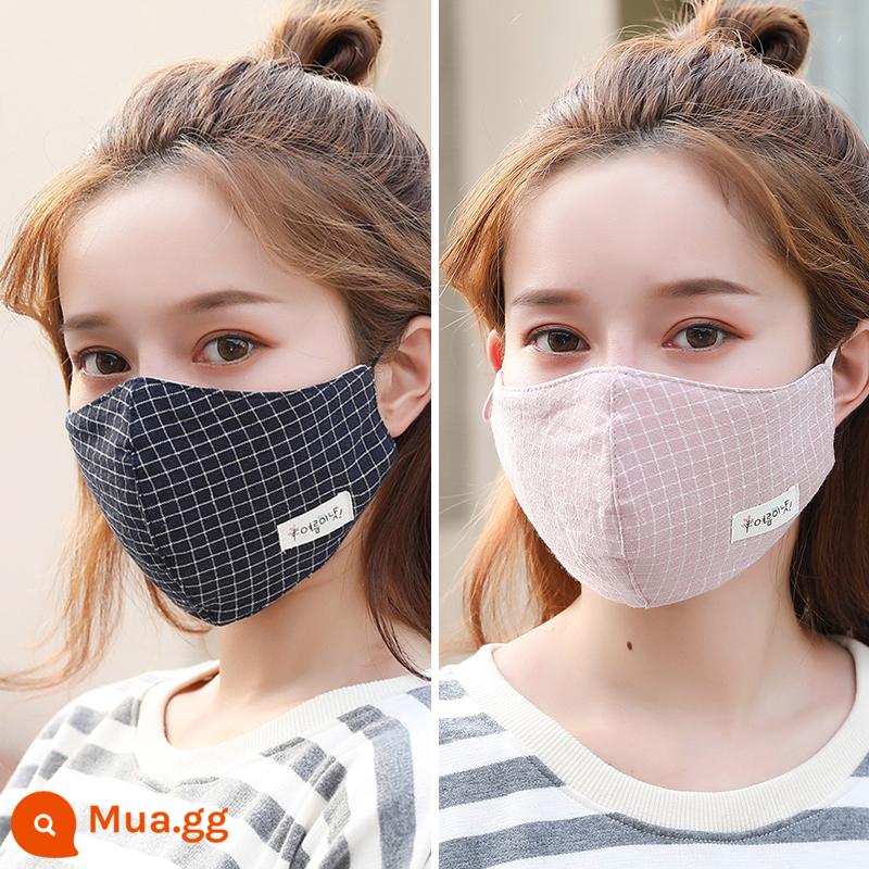 Khẩu trang nữ cotton nguyên chất mùa thu đông thoáng khí dễ thở thời trang mùa đông phiên bản Hàn Quốc khẩu trang miệng lớn chống bụi màu đen cho nữ - Lưới hàn quốc (đen + tím)