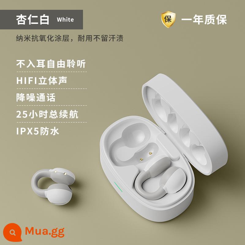 Tai nghe Bluetooth không dây dẫn truyền không xương mới của Snake Saint, tai nghe thể thao chạy bộ phù hợp cho Huawei Apple Sony - Phiên bản nâng cao của Almond White One Bass