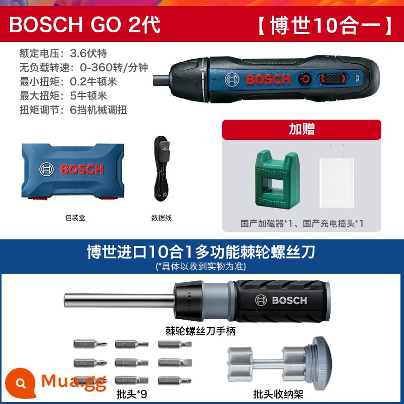 Máy Vặn Vít Điện Bosch Mini Sạc Máy Vặn Vít Bosch GO 2 Dụng Cụ Điện 3.6V - Thế hệ 2 [Tuốc nơ vít vặn 10 trong 1 Bosch nhập khẩu miễn phí]