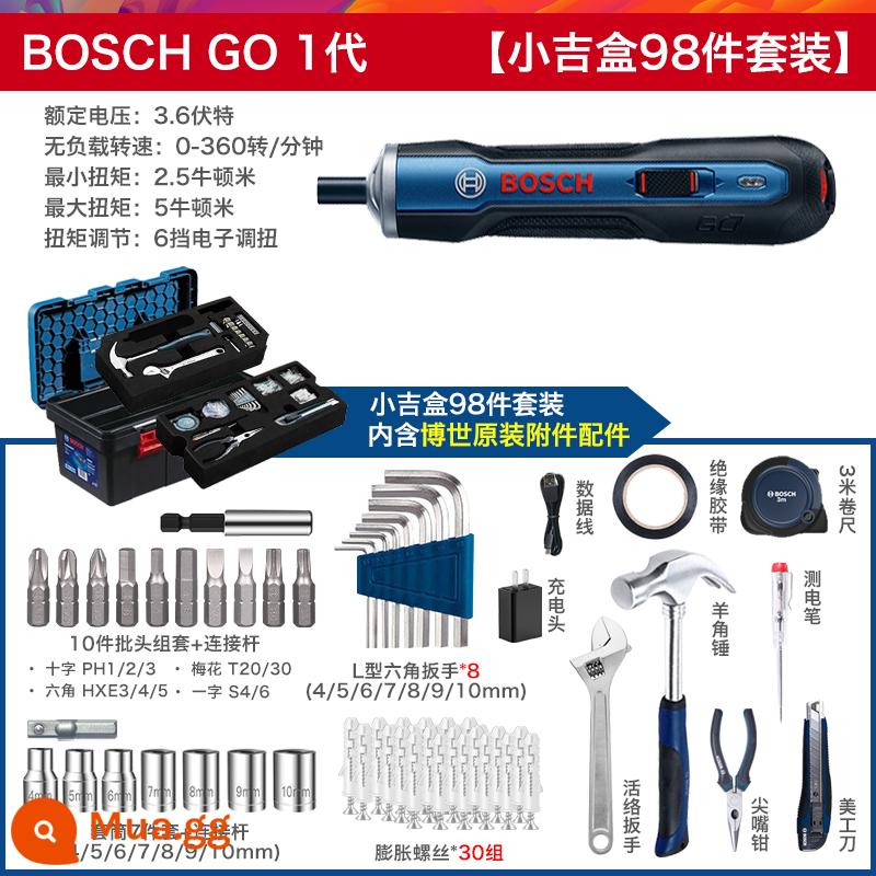 Máy Vặn Vít Điện Bosch Mini Sạc Máy Vặn Vít Bosch GO 2 Dụng Cụ Điện 3.6V - BOSCH GO thế hệ 1 + Hộp may mắn nhỏ 98 miếng