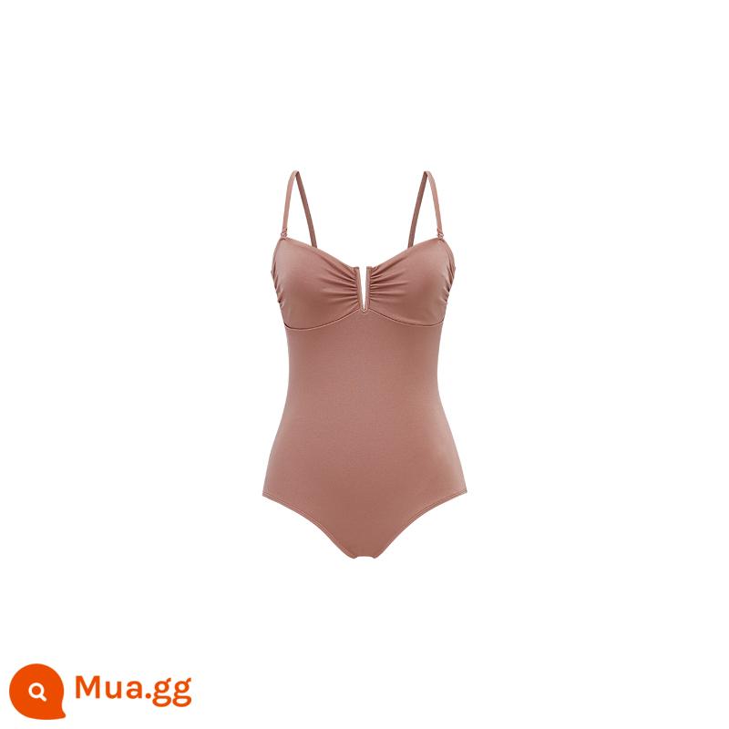 [Second Kill] NEIWAI Voyage Satin Tube Top Style Áo tắm một mảnh hình chữ V Đường viền trang nhã - Nửa cốc màu hồng cam