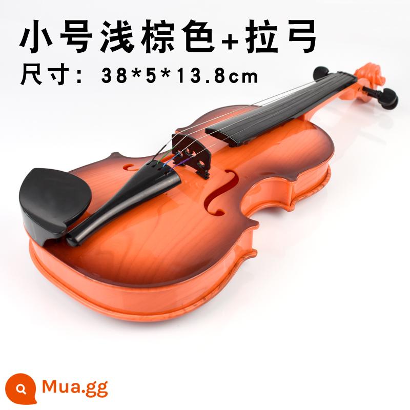 Violon trẻ em có thể chơi mô phỏng đồ chơi nhạc cụ người mới bắt đầu giác ngộ âm nhạc guitar đạo cụ biểu diễn quà tặng - Kèn Trumpet màu nâu nhạt + nơ