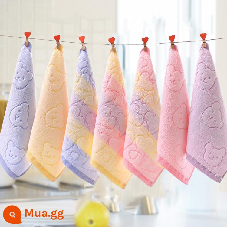 Khăn nhỏ cotton nguyên chất khăn mặt hộ gia đình người lớn khăn lau tay cho bé mẫu giáo khăn vuông mềm thấm nước bọt khăn - [2 gói] Phù hợp với phong cách động vật hình trái tim