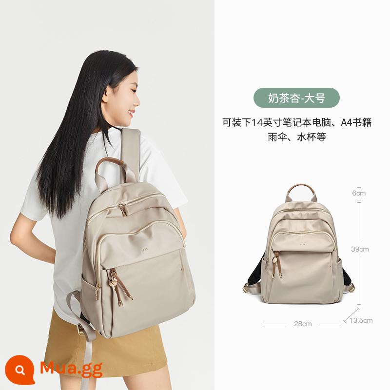 Leif Nylon Ba Lô Canvas Nữ 2023 Mới Thời Trang Đi Học 14 Inch Túi Máy Tính Du Lịch Ba Lô - Trà sữa Mơ-Cỡ lớn (có thể chứa laptop 14 inch)