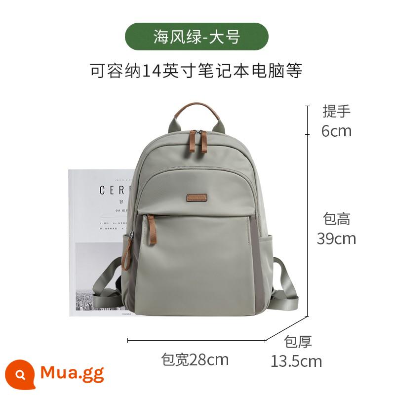 Leif Nylon Ba Lô Canvas Nữ 2023 Mới Thời Trang Đi Học 14 Inch Túi Máy Tính Du Lịch Ba Lô - Gió biển xanh-size lớn (có thể chứa laptop 14 inch)