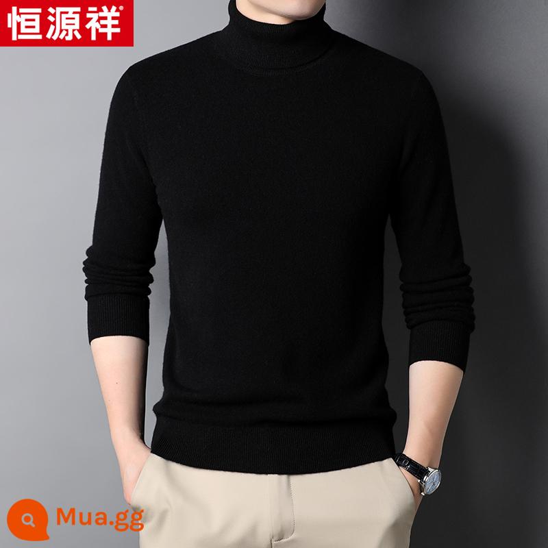 Hengyuanxiang len áo len nam 100 nguyên chất len ​​cao cổ áo len nam mùa đông dày dệt kim ấm áp đáy áo len cashmere - Áo cổ lọ 602 màu đen