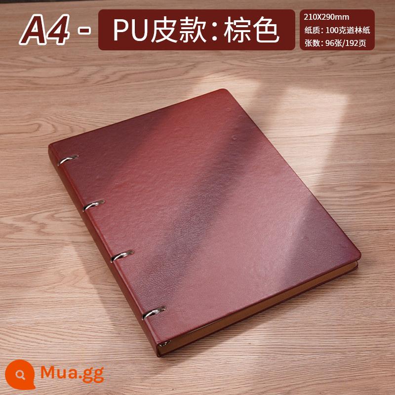 Sổ tay rời sổ tay 2022 mới có giá trị cao đơn giản ins gió a5 hộp quà tặng văn phòng kinh doanh b5 sổ ghi chép hội nghị dày có thể tháo rời nhật ký sinh viên đại học chữ tùy chỉnh - 605/A4 nâu (không cài cúc) 192 trang