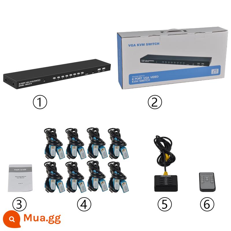 Tengfei Bộ chuyển đổi kvm 8 cổng màn hình vga giám sát màn hình đa máy tính Bàn phím chuột USB chia sẻ máy in Máy cắt màn hình tám trong một có thể được nối dây với điều khiển từ xa trên tủ - KVM switch VGA loại máy tính để bàn 8 cổng (có cáp 8 kvm)