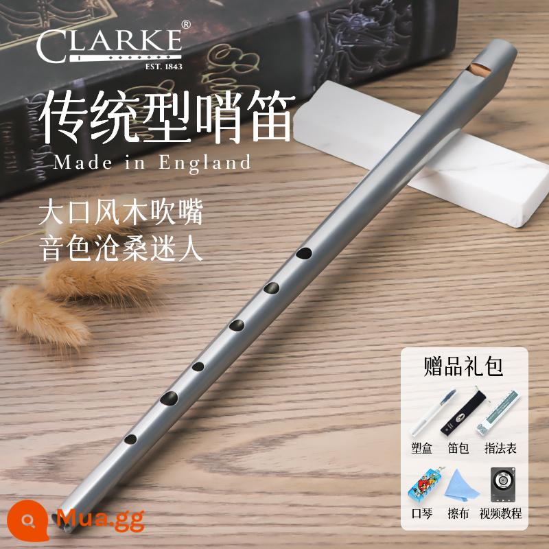 Clarke Clarke Irish Còi Sáo Thiếc Truyền Thống C-Tune D-Tune Thẳng Sáo Kim Loại Nhạc Cụ Nhập Khẩu Của Anh - Bạc tông C