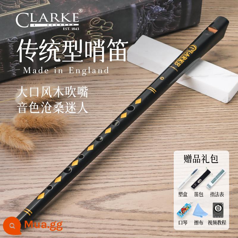 Clarke Clarke Irish Còi Sáo Thiếc Truyền Thống C-Tune D-Tune Thẳng Sáo Kim Loại Nhạc Cụ Nhập Khẩu Của Anh - Tông màu C đen