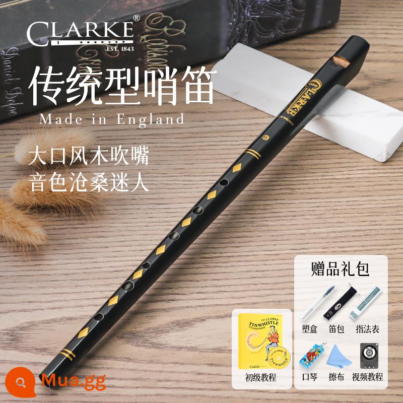 Clarke Clarke Irish Còi Sáo Thiếc Truyền Thống C-Tune D-Tune Thẳng Sáo Kim Loại Nhạc Cụ Nhập Khẩu Của Anh - Phím D đen + hướng dẫn cho người mới bắt đầu