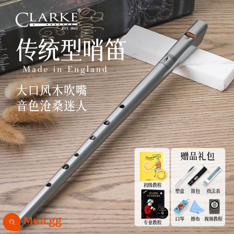 Clarke Clarke Irish Còi Sáo Thiếc Truyền Thống C-Tune D-Tune Thẳng Sáo Kim Loại Nhạc Cụ Nhập Khẩu Của Anh - D tone bạc + giảng dạy sơ cấp và chuyên nghiệp