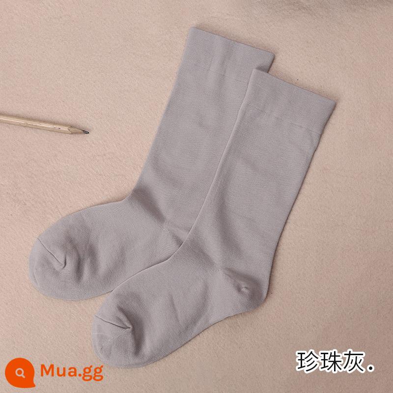 Vớ mùa xuân và mùa hè Trẻ em Into In Tide Mid -Bông màu đỏ Net đa năng đa năng của Nhật Bản Thin Stockings College Style Street Street - ngọc trai màu xám