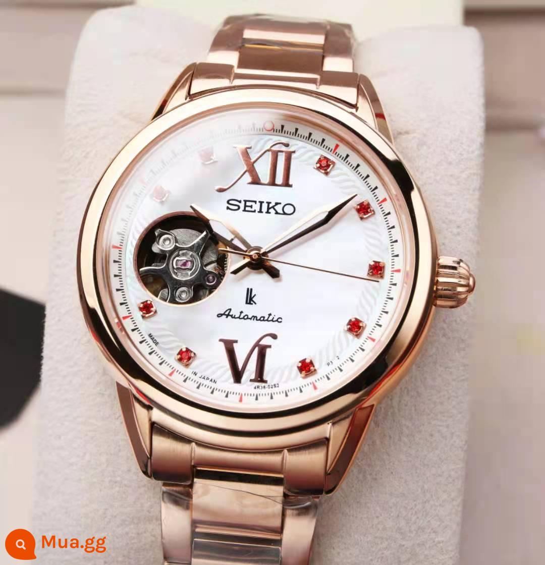 Đồng Hồ Seiko Đồng Hồ Nữ Nhật Bản Ayase Haruka Cùng Dây Thép Rỗng Lịch Đồng Hồ Cơ Đồng Hồ Nữ ssa794j1 - Hoa hồng rỗng nạm kim cương