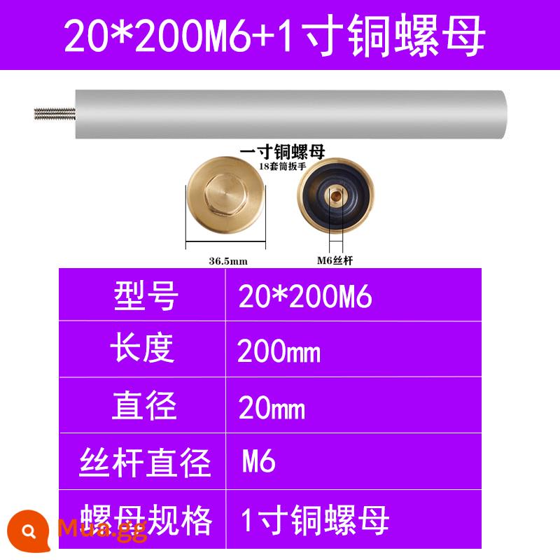 Điện Đa Năng Máy Nước Nóng Thanh Magie Nước Phụ Kiện 40/60/80L Nước Thải Ổ Cắm Thanh Magie Hy Sinh Anode Thanh Magie - Số 14: 20*200+đai ốc đồng một inch