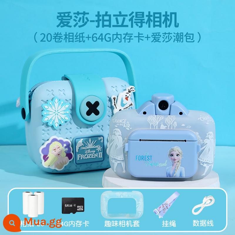 Máy ảnh trẻ em của Disney Polaroid In ảnh Elsa Frozen Girl Quà tặng sinh nhật Ngày đầu năm mới - Gói du lịch] ISA Polaroid 64G + 20 cuộn giấy ảnh + Túi thời trang ISA