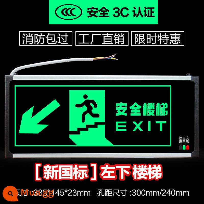 Đèn báo thoát hiểm an toàn tiêu chuẩn quốc gia mới, đèn báo thoát hiểm khẩn cấp, biển báo thoát hiểm an toàn - Cầu thang bên trái tiêu chuẩn quốc gia mới