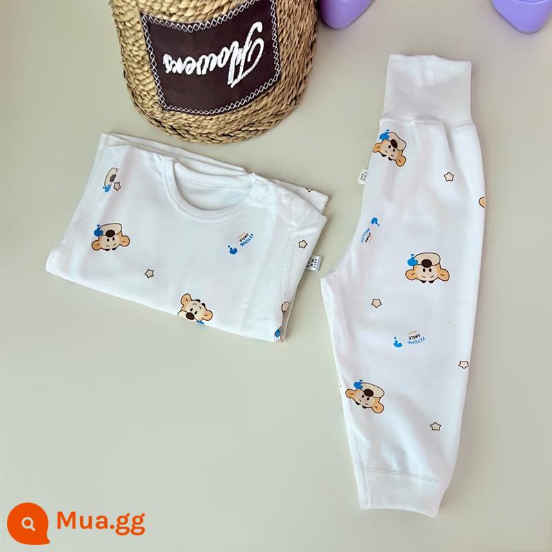 Banner House bé cotton nguyên chất không xương quần áo mùa thu bộ đồ hai mảnh nam và nữ áo len cotton bé đồ ngủ bộ đồ hai mảnh mùa thu - Bộ hai mảnh áo khoác mùa thu bảo vệ bụng Mavericks