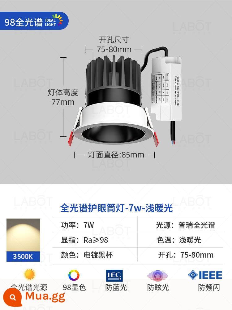 Ánh sáng chụp le đèn LED không màu thông minh cao thông minh. - Gói 10 đèn chiếu sáng toàn phổ [Gun Black Cup 7W-3500K-RA98 CRI]