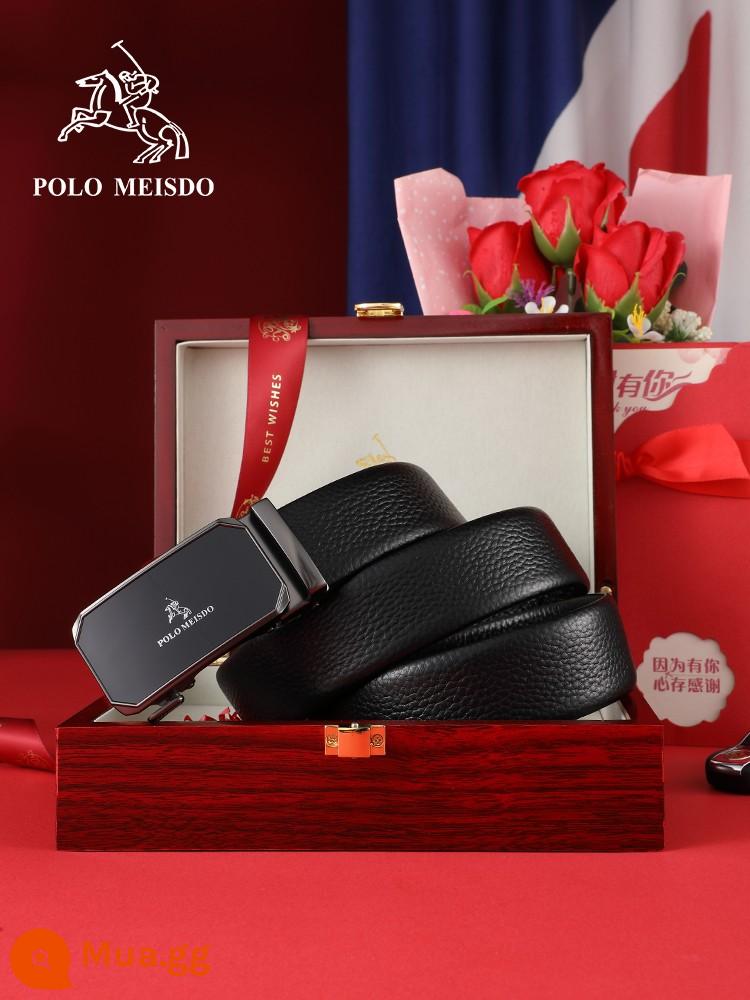 Thắt lưng da nam polo Ralph Lauren đích thực của Anh với khóa tự động - [SF Miễn phí Vận chuyển] PL606436 với hộp quà bằng gỗ nguyên khối, khóa gương bằng thép đúc