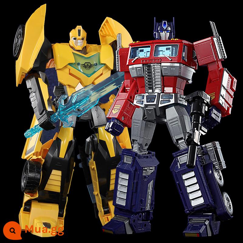 Đồ chơi biến dạng siêu lớn 5 Xe Bumblebee Mô hình robot trụ cột Optimus cậu bé và trẻ em hợp kim chính hãng 4 - Sự kết hợp ưu đãi [Qingtian đầu phẳng + xe thể thao Bumblebee]