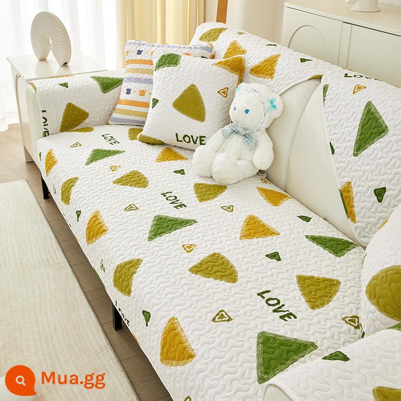 Giá Đặc Biệt Giải Phóng Mặt Bằng Vải Cotton Nguyên Chất Sofa Đệm Chống Trơn Trượt Bắc Âu Đơn Giản Bốn Mùa Đa Năng Đệm Sofa Cotton Khăn - Tam giác