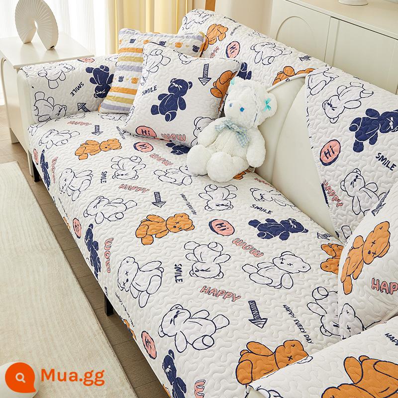 Giá Đặc Biệt Giải Phóng Mặt Bằng Vải Cotton Nguyên Chất Sofa Đệm Chống Trơn Trượt Bắc Âu Đơn Giản Bốn Mùa Đa Năng Đệm Sofa Cotton Khăn - gấu hoạt hình