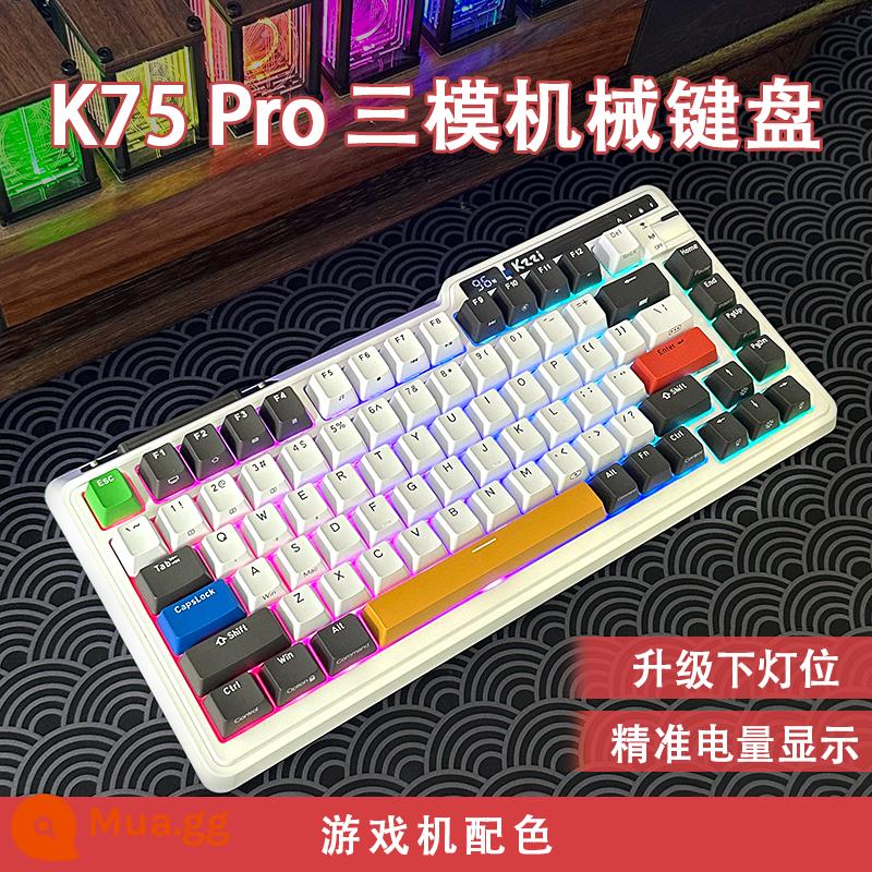 Điểm kzzi Kezhi K75 không dây 3 chế độ đệm núm macro RGB bột vàng nhanh bạc V2 bàn phím cơ - Máy chơi game K75PRO