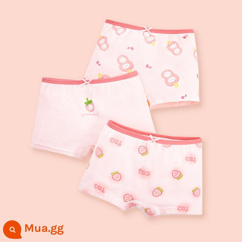 Quần đùi bé gái đậu đỏ quần đùi cotton nguyên chất không kẹp PP bé gái quần đùi tam giác kháng khuẩn cho bé gái trung và lớn - Kem đào trắng DK302-1