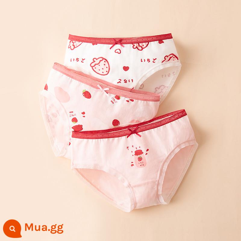 Quần đùi bé gái đậu đỏ quần đùi cotton nguyên chất không kẹp PP bé gái quần đùi tam giác kháng khuẩn cho bé gái trung và lớn - DK308-1 Sinh tố dâu hồng (kiểu tam giác)