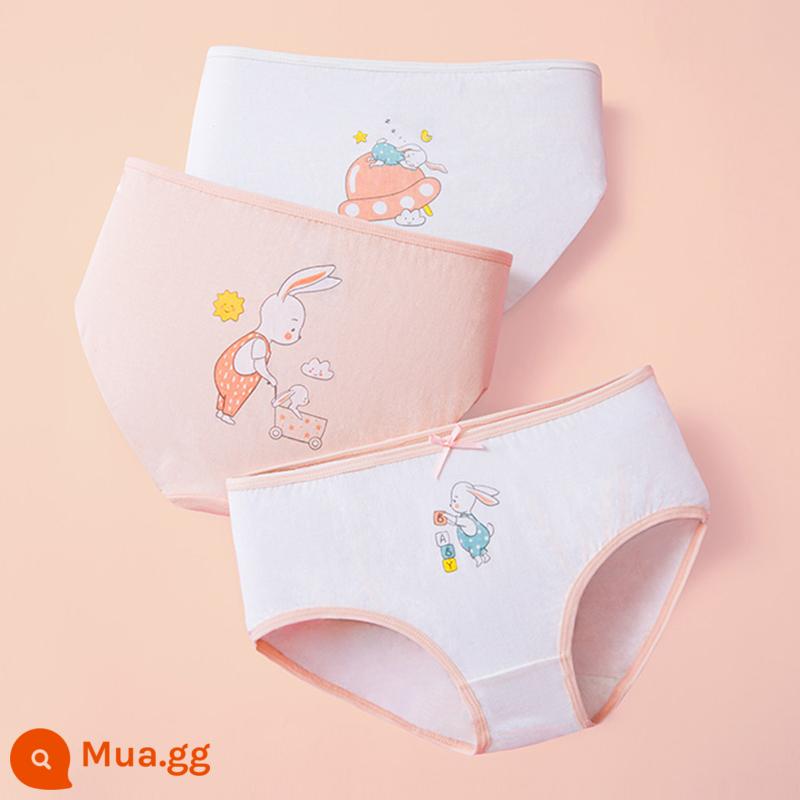 Quần đùi bé gái đậu đỏ quần đùi cotton nguyên chất không kẹp PP bé gái quần đùi tam giác kháng khuẩn cho bé gái trung và lớn - Thỏ 1D108 (kiểu tam giác)