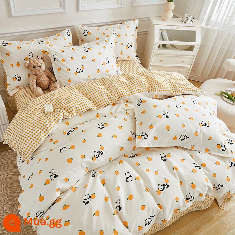 Cotton nguyên chất vỏ chăn đơn mảnh cotton đôi vỏ chăn 180x200X230 ký túc xá sinh viên đơn 150x200cm mùa xuân và mùa thu - Gấu vui nhộn