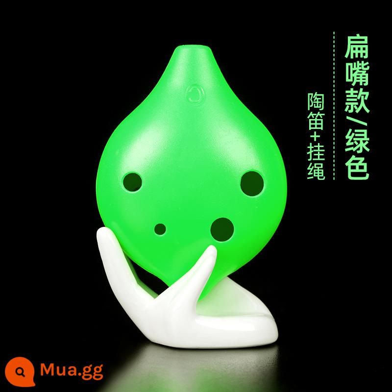 Ocarina 6 lỗ dành cho người mới bắt đầu cấp alto nhựa dẻo C-tune nhựa sáu lỗ AC dành cho trẻ em học sinh tiểu học nhạc cụ dành cho người lớn - Miệng phẳng AC 6 lỗ kiểu xanh (sáo trần)