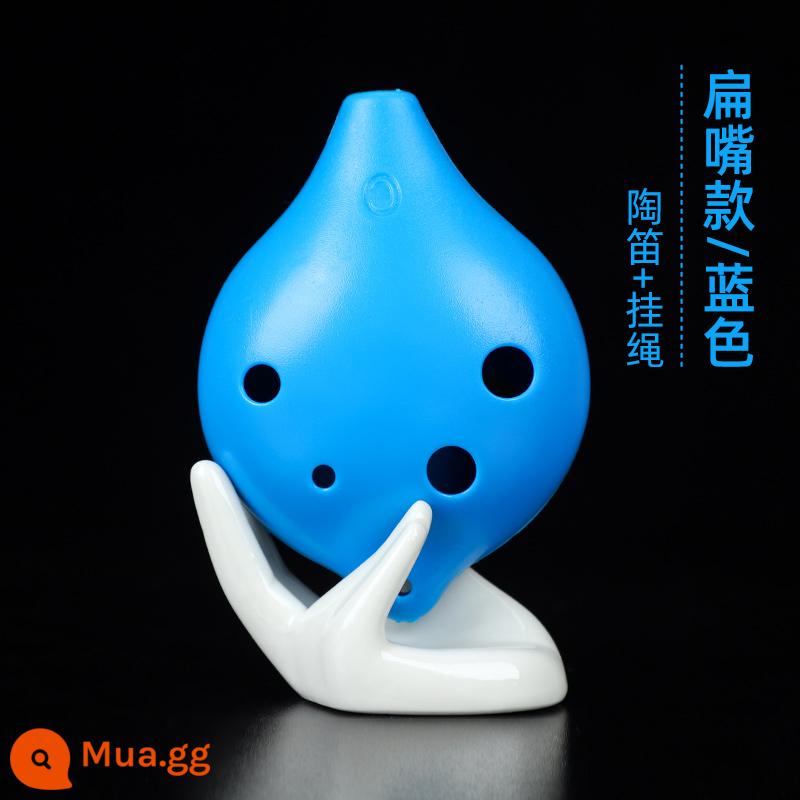 Ocarina 6 lỗ dành cho người mới bắt đầu cấp alto nhựa dẻo C-tune nhựa sáu lỗ AC dành cho trẻ em học sinh tiểu học nhạc cụ dành cho người lớn - Model miệng phẳng AC 6 lỗ màu xanh (sáo trần)