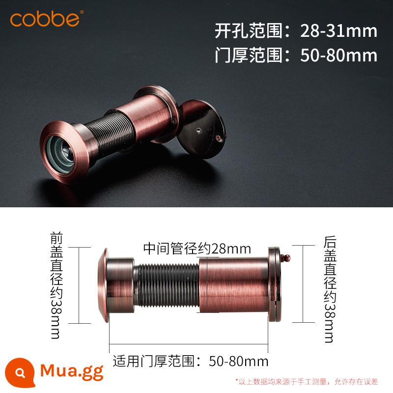 Gương cửa mắt mèo Kabe chống cạy cổng chống trộm kiểu cũ camera gia đình phổ thông độ nét cao chuông cửa thông thường có lỗ cắm - Khẩu độ 28-31mm = độ dày cửa 50-80mm (Honggu)