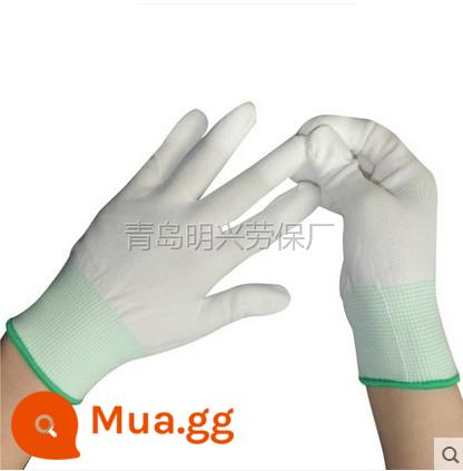 36 đôi găng tay phủ ngón nylon mỏng màu trắng PU phủ keo nhúng lòng bàn tay găng tay bảo hộ lao động chống tĩnh điện chống bụi điện tử - Ngón tay sơn trắng (12 đôi)