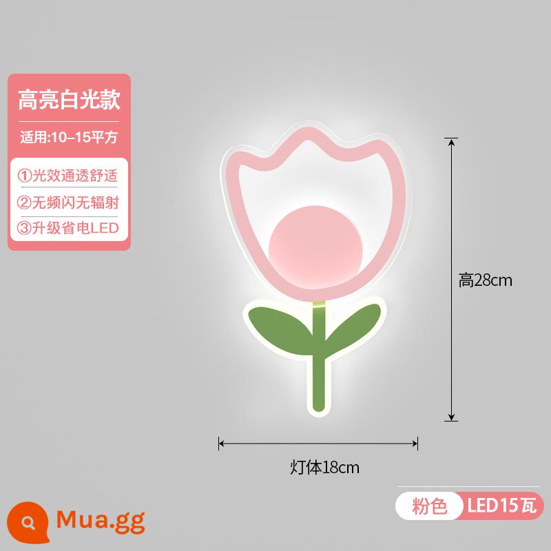 Hoạt Hình Đèn Tường Phòng Ngủ Đèn Ngủ Bé Gái Công Chúa Bắc Âu Sáng Tạo Thời Trang Phòng Trẻ Em Lối Đi Đèn Tường Cầu Thang - Đèn hồng 28x18cm trắng đục lỗ lắp đặt 15W