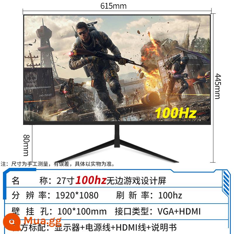 Màn hình máy tính 19 inch 22 inch 24 inch 27 inch không viền mặt thẳng màn hình cong LED desktop HD LCD - Màn hình chơi game 27 inch màu đen 1K+100hz mặt đối mặt được bảo hành 5 năm trên toàn quốc