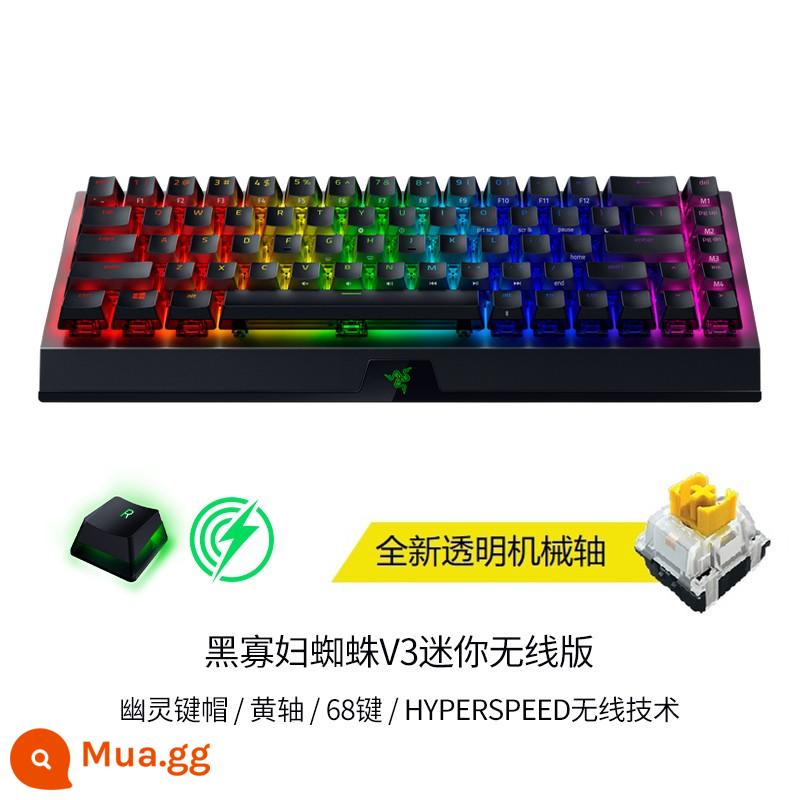 Razer Razer Black Widow Spider V3 Mini Wireless Edition Máy tính xách tay chơi game Bluetooth RGB Bàn phím cơ - Bàn phím không dây mini (Trục màu vàng tuyến tính) Phiên bản Ghost Keycap