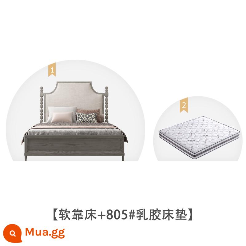 American Light Bed sang trọng Forh Gỗ phòng ngủ chính của người châu Âu -kiểu đôi giường đôi 1,8 mét Căn hộ nhỏ Pháp retro màu xám giường bằng gỗ rắn - Giường lưng mềm + nệm cao su 805# vui lòng ghi chú màu sắc